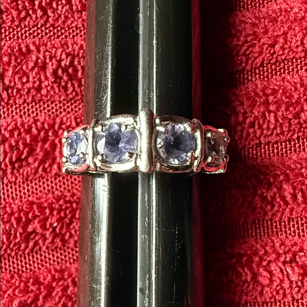Sterling Silver Five-Stone Blue Ring - image 1